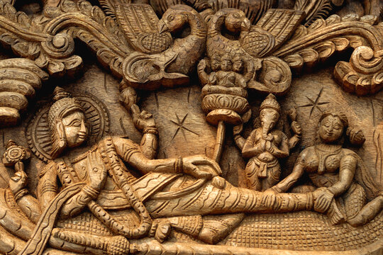 bas relief on the wall of temple