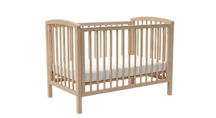 Light Wood Baby Crib with White Mattress