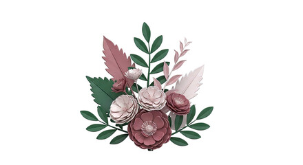 Paper Flower Arrangement with Green Leaves