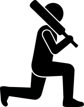 Cricket Player Doing Lunge Exercise with Bat Silhouette