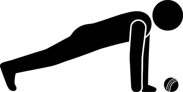 Cricket Player Doing Plank Core Exercise Silhouette
