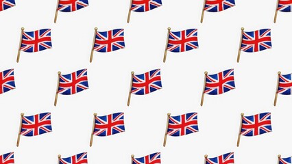 Watercolor pattern with flags of Great Britain