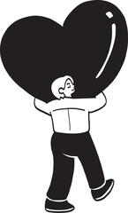 Man Carrying Large Heart Illustration