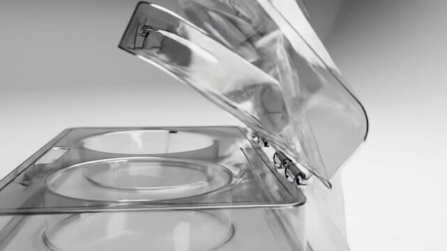 Transparent plastic packaging concept on white background