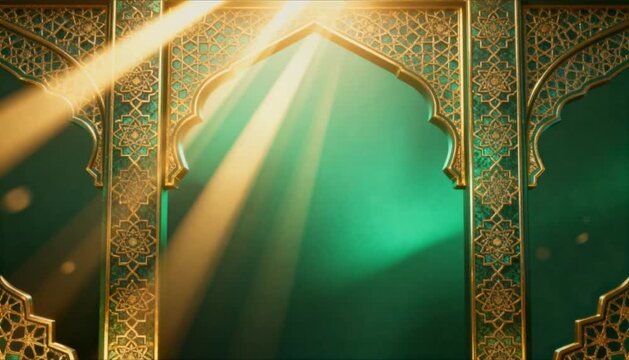 luxury emerald green ramadan background golden light perfect for islamic celebrations