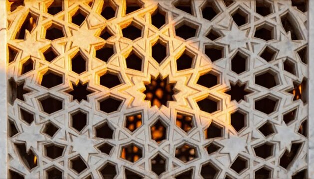 macro islamic geometric patterns white marble shadow perfect for islamic celebrations