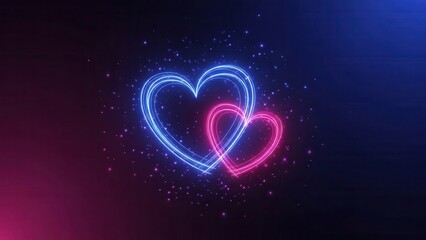 Neon Heart Couple Glowing Night