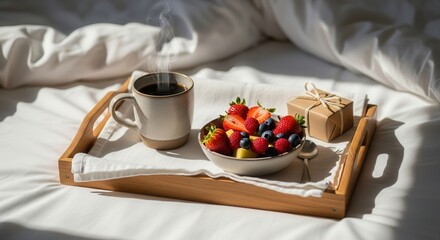 Breakfast Tray with Fruit Coffee and Gift