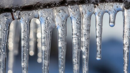 Icicles Hanging Frozen Macro Winter