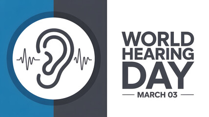 Fototapeta premium World Hearing Day Square Poster With Modern Ear Graphic