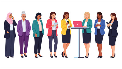 Fototapeta premium Diverse Business Women Vector Illustration..eps