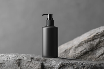 Mens Cosmetic Bottle Mockup on a Stone Surface in a Studio Setting With a Simple Background for Product Display