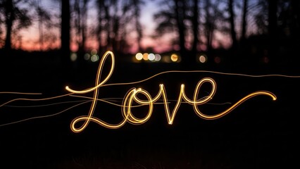 Love Light Painting Night Forest