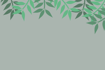 Muted minimalist leaf-branch canopy & corner botanical background
