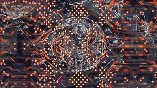 Animation of globe and processor socket over dark background