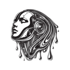 A girl laughing.  Vector illustration.
