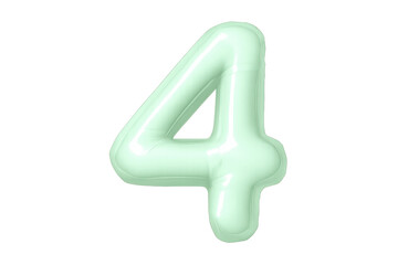 Number 4 mint green balloon rendering counting