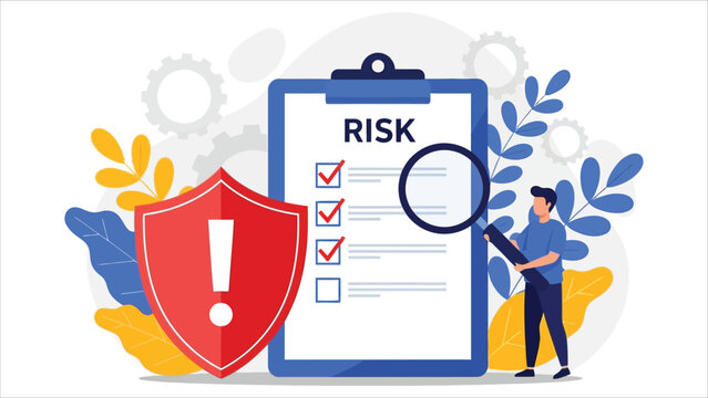 isk Management Concept Vector &ndash; Risk Control with Shield Symbol.eps