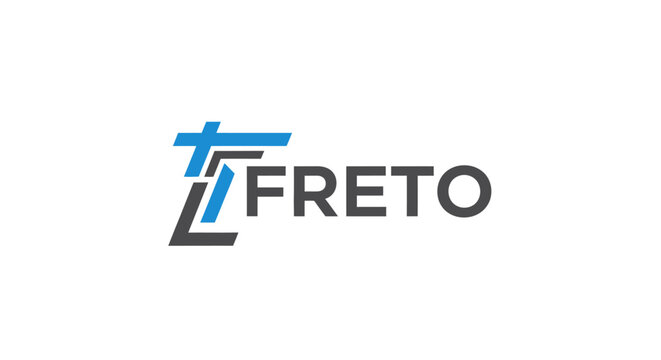 Dynamic Blue Combined T and F Letter Logo Symbolizing Speed and Logistics on Isolated White Background