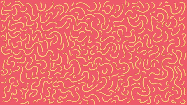 A playful retro cartoon background inspired by 1990s Memphis design, featuring colorful squiggle lines and bold abstract shapes