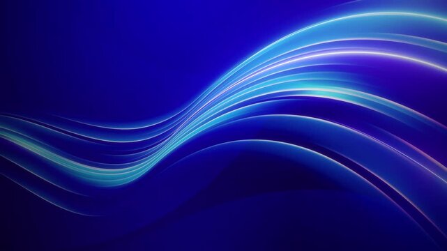 Abstract glowing blue neon light trails on dark background
