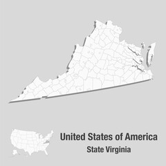 Detailed vector map of the USA - State Virginia