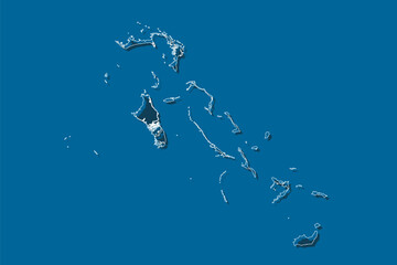Vector outline map of Bahamas, line border country