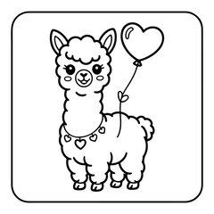 Obraz premium Valentine Day Llama Coloring Book