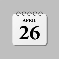 Icon page calendar day - 26 April