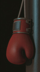 Red Boxing Glove Hanging Beside Gym Pole