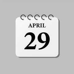 Icon page calendar day - 29 April