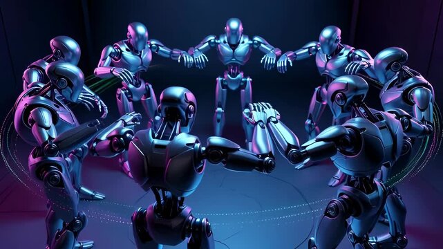 Robots form a circle of interactive scenes