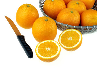 oranges on white background