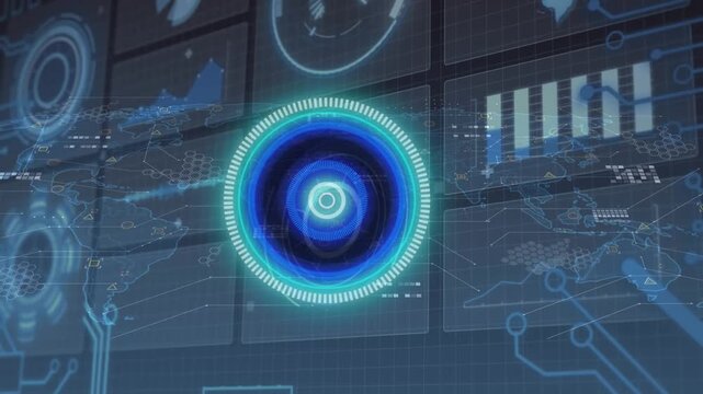 Animation of clock over computer unk text and data processing