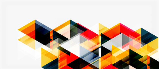 Obraz premium Abstract geometric composition. Overlapping triangles create dynamic colorful pattern on white background. Modern design element.