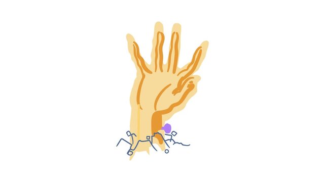 A hand featuring a purple heart, conveying a message of love or compassion.