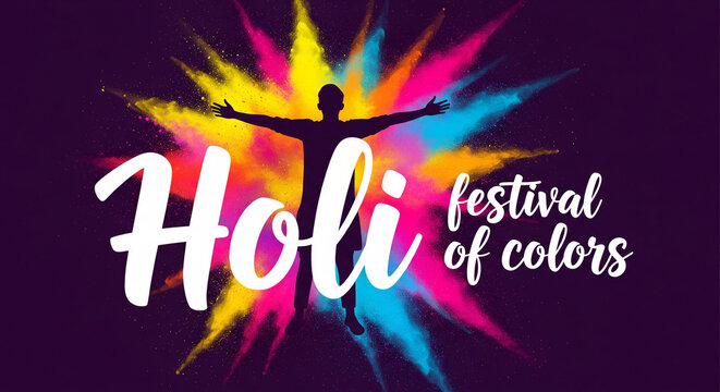 Holi Festival of Colors Logotype Vector Illustration. Hindu Spring Celebration. Clean and Minimalist Vector Illustration. Holi Design with Colorful Powder