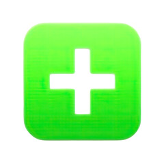 Fototapeta premium A green button featuring a white cross icon
