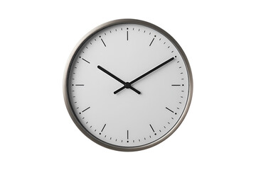 Modern oval wall clock with black hands isolated on transparent background