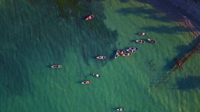 Top view of fishermen of Miches, Dominican Republic
