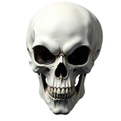 Obraz premium A close-up shot of a human skull on a white surface, often used in medical or forensic contexts