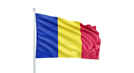 Fototapeta premium Waving Romanian Flag on White Background