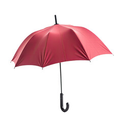 A simple red umbrella with a black handle on a white background, perfect for illustrating a rainy day or a vintage theme