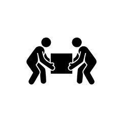 People Lifting Heavy Box Pictogram