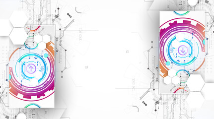 Obraz premium Abstract technology background. Communication concept, futuristic digital innovation background. Vector illustration