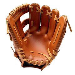 A close-up shot of a baseball glove on a white background, perfect for use in sports-related designs or as a decorative element