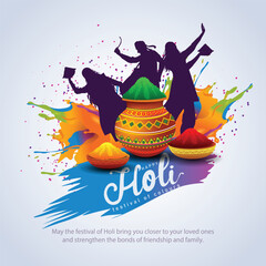 Naklejka premium Indian festival happy Holi with colorful background. editable abstract vector illustration design
