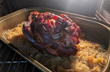 Roasted smoked pork knuckle