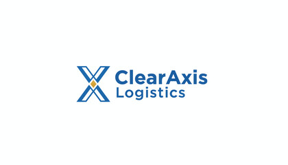 Naklejka premium Stylized X arrow target lines logo for ClearAxis Logistics, isolated white background