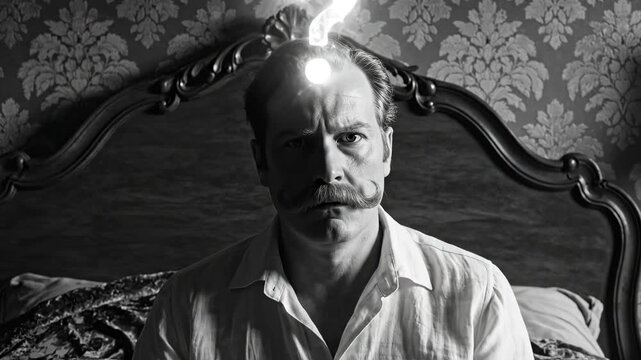 Man with question mark above head